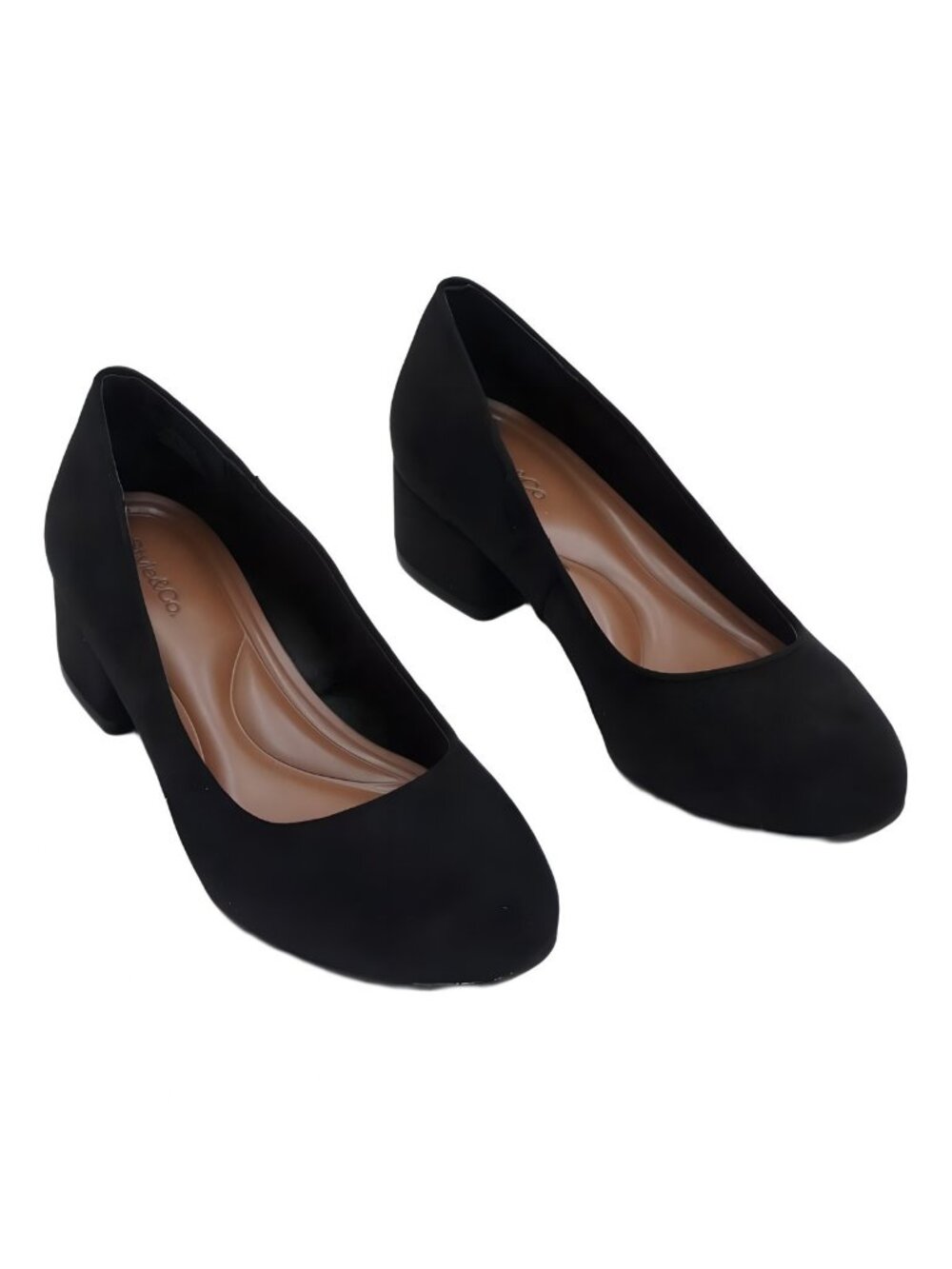 Style Co Women's Gerriee Block-Heel Pump Black Microfiber Sz 7M